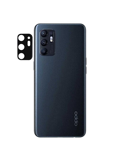 Coverzone Oppo Reno 6 4G Tam Kaplayan Z-Panoply 3D Kamera Lens Koruyucu Siyah