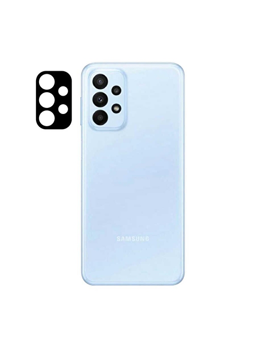 Coverzone Samsung Galaxy A23 5G Tam Kaplayan Z-Panoply 3D Kamera Lens Koruyucu Siyah