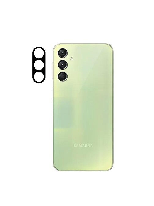 Coverzone Samsung Galaxy A24 Tam Kaplayan Z-Panoply 3D Kamera Lens Koruyucu Siyah