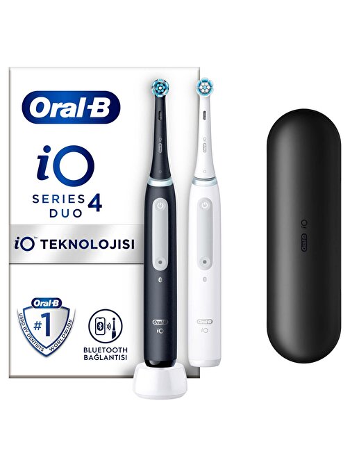 Oral-B İo 4 Şarjlı Yetişkin Diş Fırçası Seti 2'li Mat Siyah - Beyaz