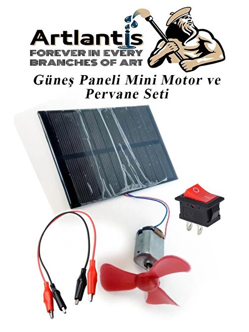 Güneş Paneli Mini Motor Ve Pervane Seti 1 Paket Güneş Paneli Solar Panel Deney Seti Anahtar Krokodil Kablo