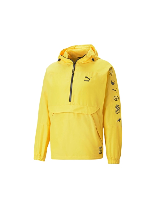 Puma X Staple Anorak Jacket Erkek Suya Dayanıklı Kanguru Ceket 53982655 Sarı