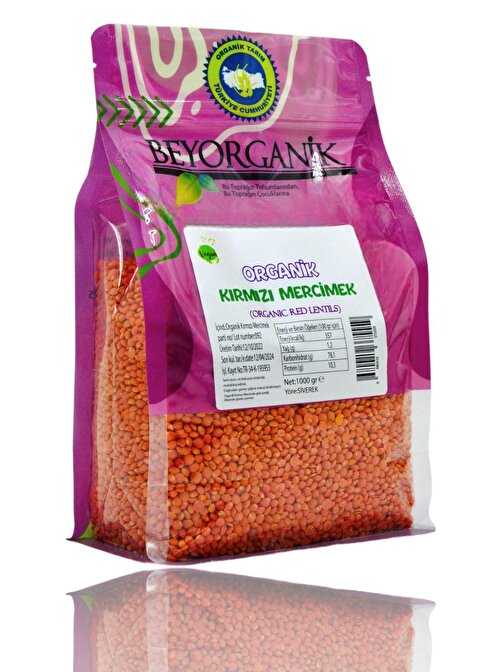 Beyorganik Organik Kırmızı Mercimek 1Kg