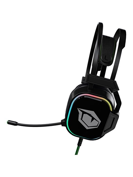 Monster Pusat Lite Kablolu Mikrofonlu RGB Kulak Üstü Kulaklık Siyah