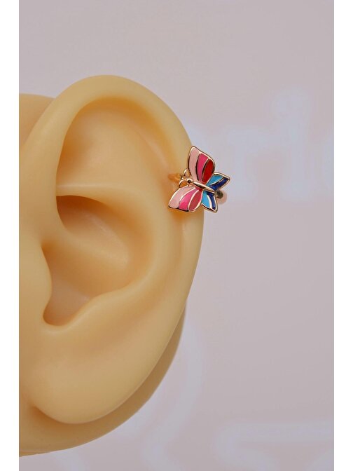 Renkli Kelebek Helix Piercing Küpe Kıkırdak Lob