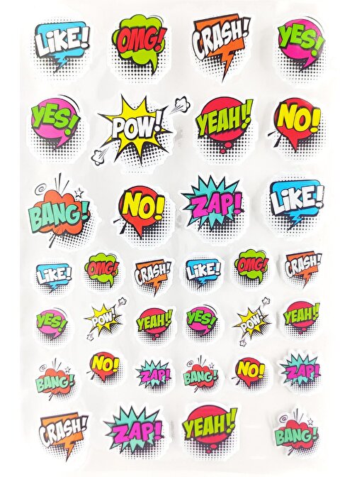 Sticker Kabartmalı A4 boyutunda Stiker Defter, planlayıcı etiket (Lim111)- Omg,Wow simpless