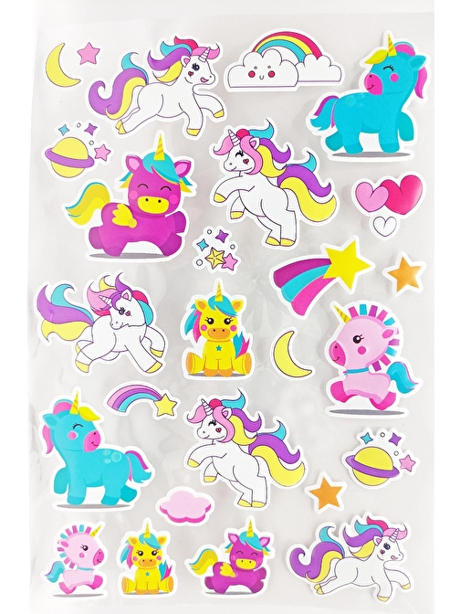 Sticker Kabartmalı A4 boyutunda Stiker Defter, planlayıcı etiket (Lim106)-  Unicorn