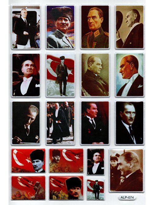 Sticker Kabartmalı A4 boyutunda Stiker Defter, planlayıcı etiket  (Lim074) - Mustafa Kemal Atatürk