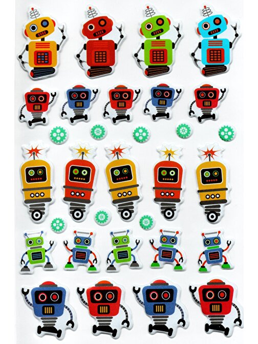 Sticker Kabartmalı A4 boyutunda Stiker Defter, planlayıcı etiket, (Lim008) - Robotlar