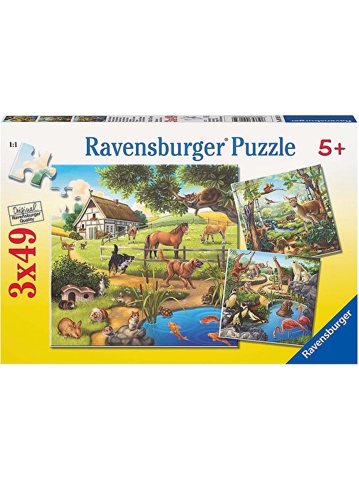 Ravensburger 3x49 Parça Puzzle Kır Evi Ve Hayvanlar 092659