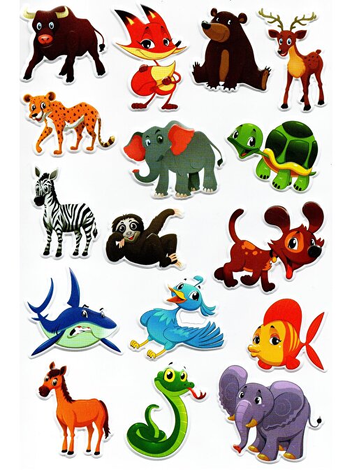 Sticker Kabartmalı A4 boyutunda Stiker Defter, planlayıcı etiket, -(Lim093) - Orman Hayvanları