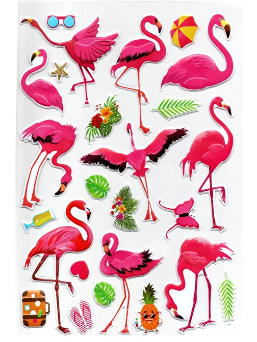 Sticker Kabartmalı A4 boyutunda Stiker Defter, planlayıcı etiket, -(Lim209) - Flamingo