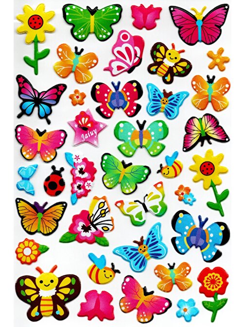 Sticker Kabartmalı A4 boyutunda Stiker Defter, planlayıcı etiket, -(Lim210) - Bahar Çiçekler