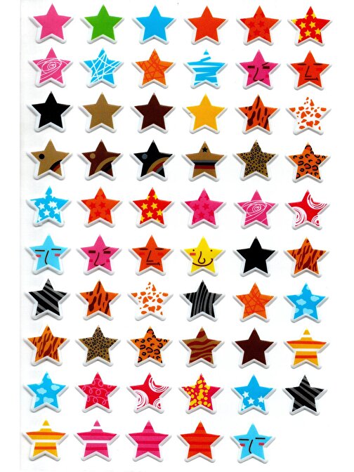 Sticker Kabartmalı A4 boyutunda Stiker Defter, planlayıcı etiket (Lim037) - Renkli Yıldızlar