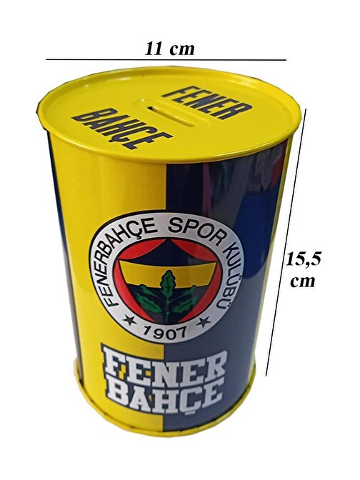 Fenerbahçe Metal Kumbara Orta Boy Orjinal Lisanslı 1 Adet FB Kumbara Taraftar Kumbara Sarı Kanarya 11x15.5 cm