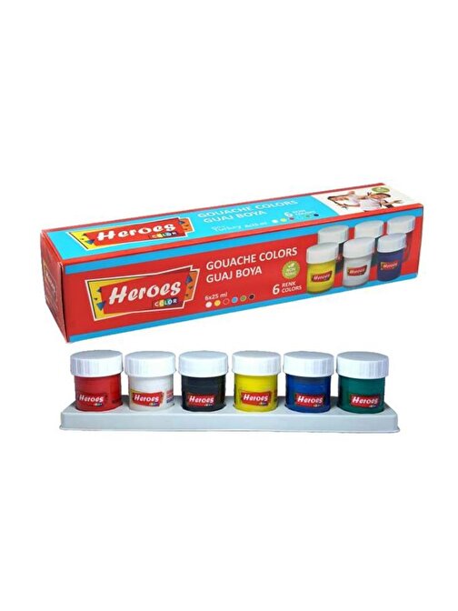 Heroes Şişe Guaj Boya ‎Çok Renkli 6x20 ml