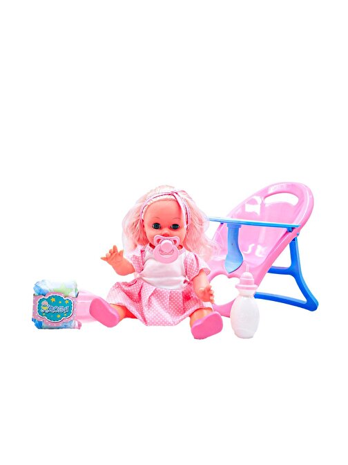 Global Toys Roza Altını Islatan Türkçe Konuşan Mama Sandalyeli Oyuncak Et Bebek 32 cm