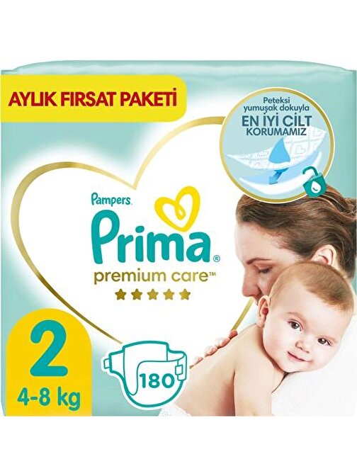 Prima Premium Care 3 - 6 kg 2 Numara Aylık Fırsat Paketi Bebek Bezi 180 Adet