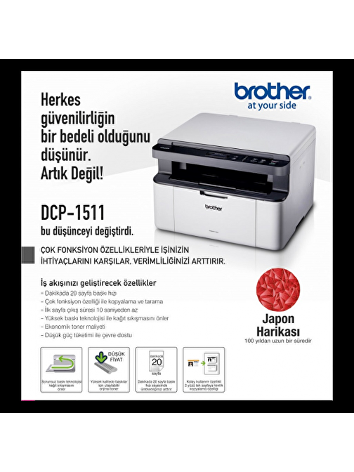 Brother Dcp-1511-2T Mono Lazer Tarayıcı-Fotokopi Yazıcı 2 Toner