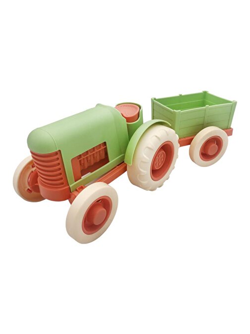 Let's Be Child Römorklu Sürtmeli Plastik Traktör LC-30878 Açık Yeşil-Turuncu