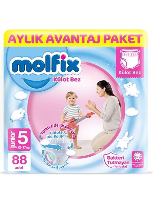 Molfix Külot 11 - 18 kg 5 Numara Aylık Avantaj Paketi Bebek Bezi 88 Adet