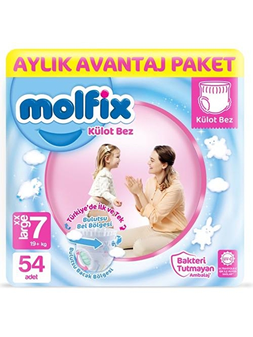 Molfix Külot 15 - 27 kg 7 Numara Aylık Avantaj Paketi Bebek Bezi 54 Adet