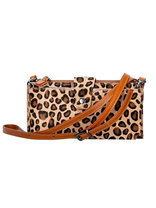 Lozan Strap 6.5 inch Uyumlu Deri Kartlıklı Kılıf LEO1 Leopar