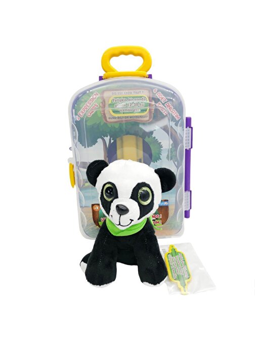 Asya Oyuncak Peluş Hayvan Bavulda Cese-10044 Yeşil Fularlı Panda