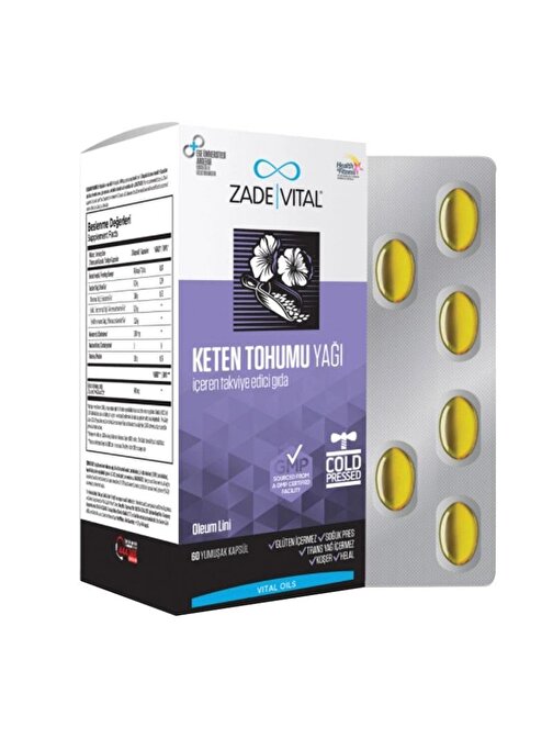 Zade Vital Keten Tohumu Yağı İçeren Takviye Edici Gıda 60 Kapsül