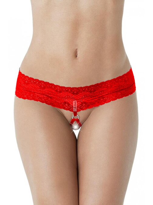 Liona Büyük Beden Seksi Kırmızı Dantelli Fantezi Giyim Lastikli G String Külot İç Çamaşırı