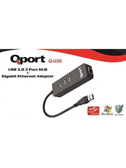 Qport Q-U3G Usb 3.0 Çoklayıcı/Gıgabıt Adaptör
