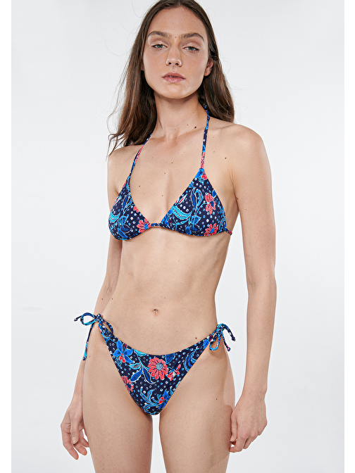 Mavi - Tropik Baskılı Lacivert Bikini Üstü 1911529-30717