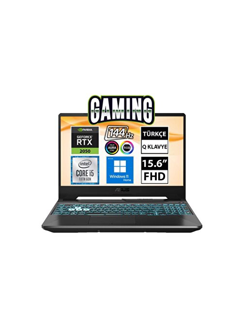 Asus TUF Gaming F15 FX506HF-HN028W NVIDIA GeForce RTX 2050 Intel Core i5-11400H 8 GB RAM 512 GB SSD 15.6 inç Full HD Windows 11 Dizüstü Bilgisayar