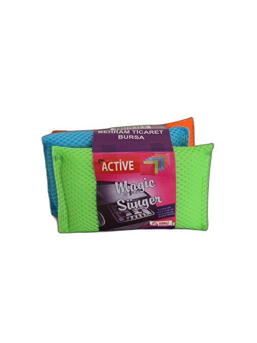 Activex Active Magic Renkli Sünger Temizlik Mutfak Bulaşık Süngeri Karışık Renk 3'lü Eko Paket