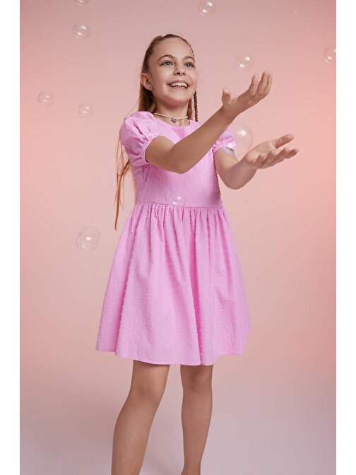 Kız Çocuk Kısa Kollu Pamuklu Elbise Z6371A623SM
