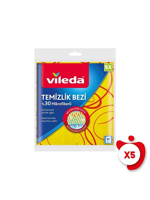 Vileda Tüm Yüzeylerde Mikrofiber Temizlik Bezi Renkli 5'li 5 Paket