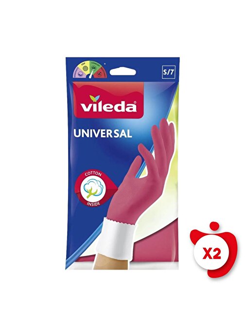 Vileda Standart Universal Doğal Lateks S Beden Kırmızı Eldiven 2 Paket