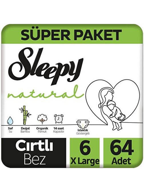 Sleepy Natural 15 + kg 6 Numara Bebek Bezi 64 Adet