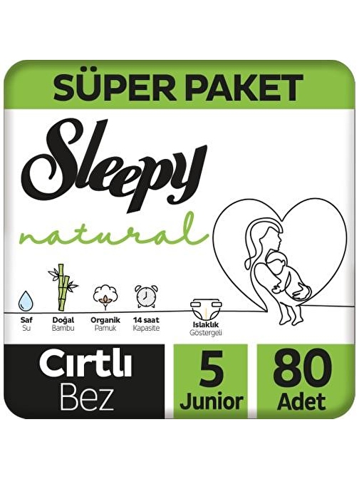 Sleepy Natural 11 - 18 kg 5 Numara Bebek Bezi 80 Adet