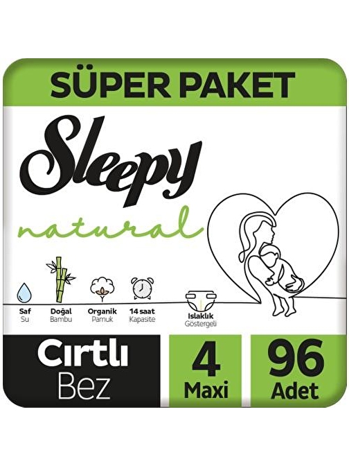 Sleepy Natural 7 - 14 kg 4 Numara Bebek Bezi 96 Adet