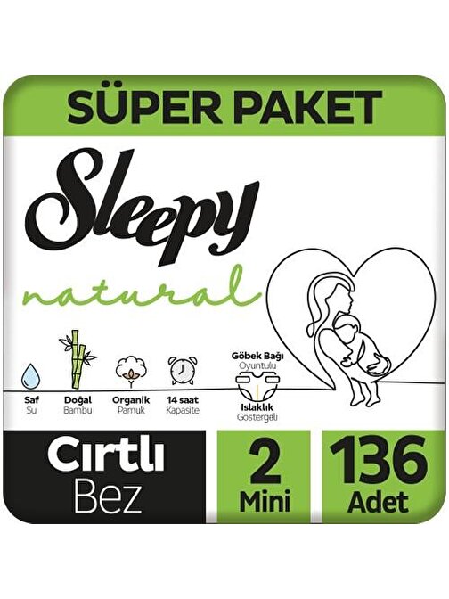 Sleepy Natural 3 - 6 kg 2 Numara Bebek Bezi 136 Adet