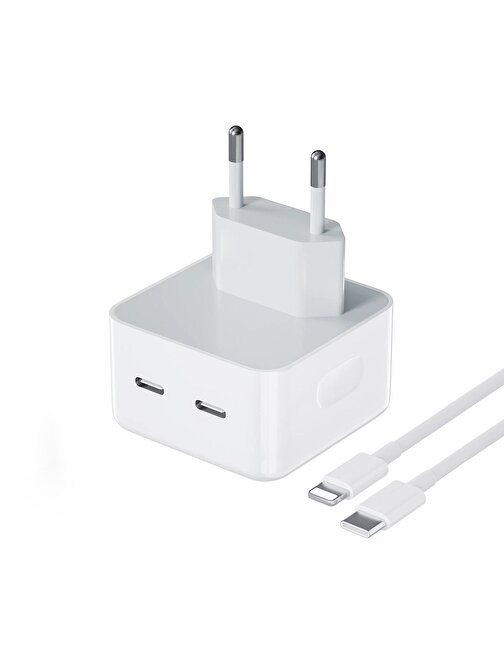 Dvıp N45 35W Yeni Nesil Apple Uyumlu Çift Pd Type-C Port Compact Çıkışlı Ev Tipi Şarj Aleti Kablolu Set