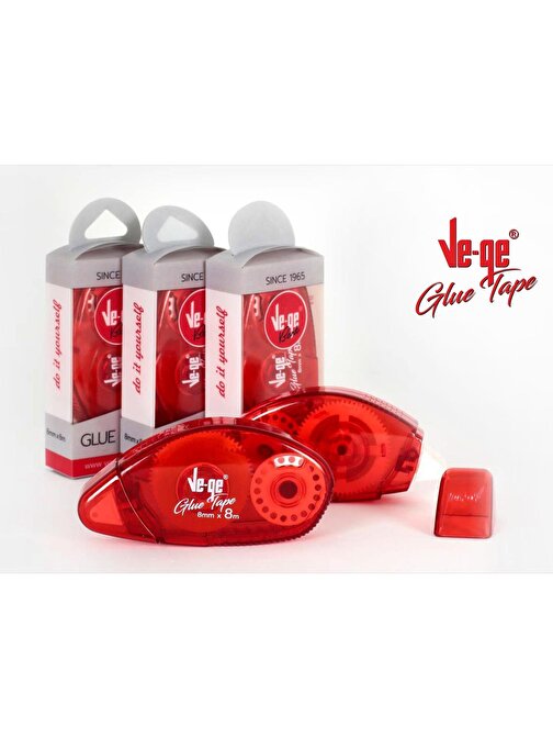 Vege Glue Tape Şerit Bant Kırmızı 8 x 8 m