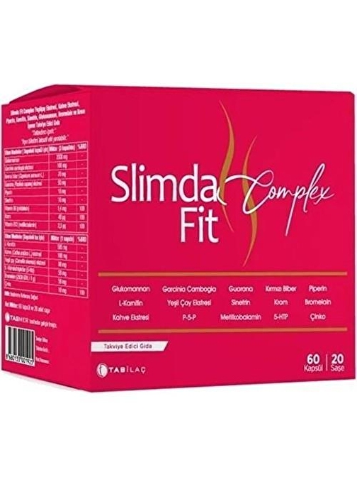 Tab İlaç Slimda Fit Complex 60 Kapsül + 20 Saşe