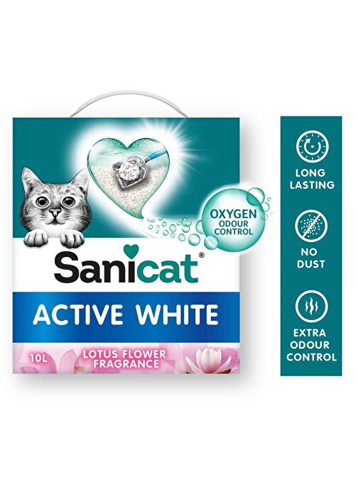 Sanicat Active White Lotus Flower Süper Topaklanan Kedi Kumu 10 Lt