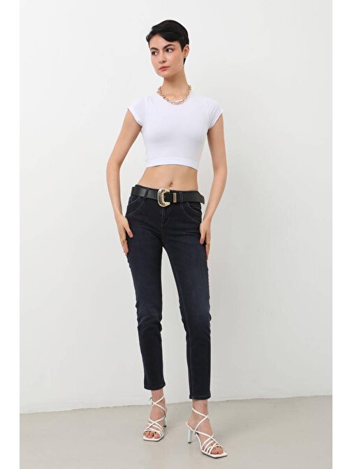 Kadın Cep Detaylı Skinny Fit Jean Pantolon