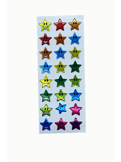Sticker Kabartmalı Stiker Defter, Planlayıcı Etiket Gülen Yıldız  (cb350) 16x7 cm