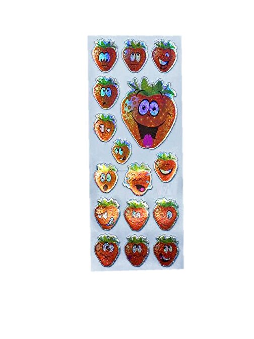 Sticker Kabartmalı Stiker Defter, Planlayıcı Etiket Çilek (cb354) 16x7 cm