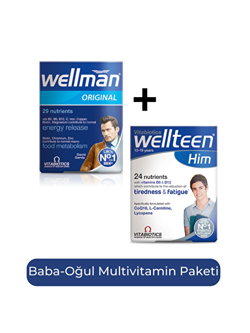 Vitabiotics Wellman + Wellteen Him Baba-Oğul Multivitamin
