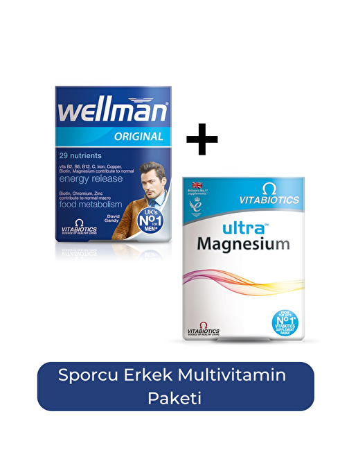 Vitabiotics Wellman + Ultra Magnesium Sporcu Erkek Multivitamin Paketi